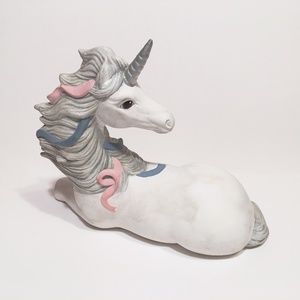 Vintage White Ceramic Unicorn Figurine
